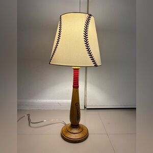 Pottery Barn Kids Grand Slam Baseball Bat  Wood Lamp WITH SHADE 20"